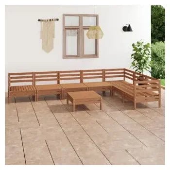 Pack mobiliario de 8 piezas para jardín fabricadas en madera de pino maciza con acabado en color de vidaXL 2