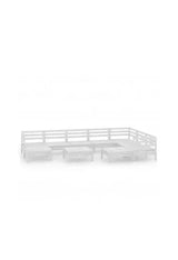 9-Seater Modular Sofa and Table Garden Furniture Set White Pinewood by vidaXL