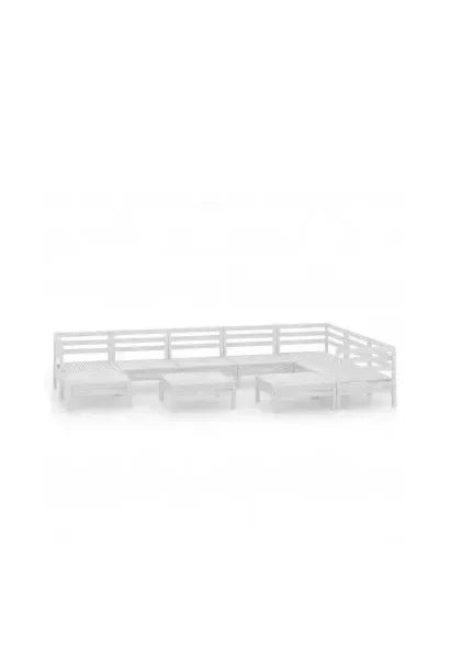 Conjunto de muebles para jardín de mesa y sofá modular de 9 plazas de madera de pino blanco de vidaXL