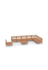 9-piece garden furniture set made of solid pine wood with a honey brown finish by vidaXL