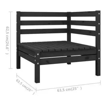 Conjunto mobiliario de 9 piezas para jardín fabricadas en madera de pino maciza con acabado en negro de vidaXL 6