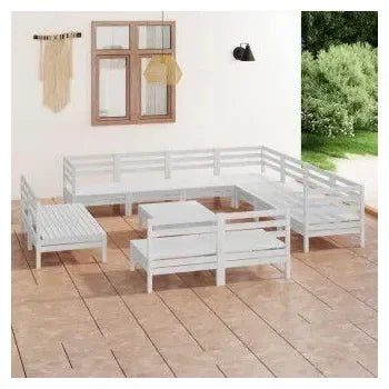 Conjunto de muebles de jardín fabricados en madera de pino macizo color blanco de vidaXL 2