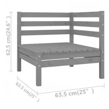 Conjunto de muebles de exterior de 12 piezas de madera palet de pino color gris de vidaXL 6