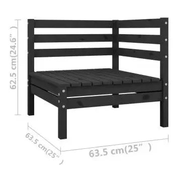 Pack mobiliario de 11 piezas para exterior fabricado en madera de pino maciza con acabado en negro de vidaXL 6
