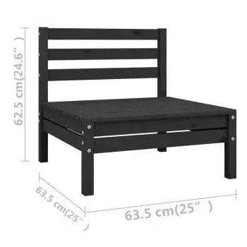 Pack mobiliario de 11 piezas para exterior fabricado en madera de pino maciza con acabado en negro de vidaXL 7