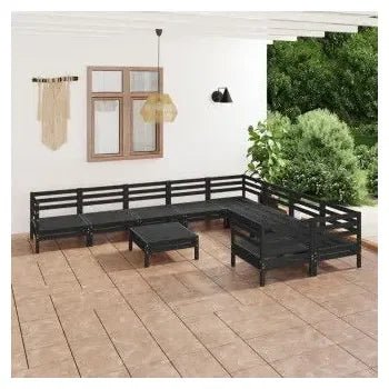 Conjunto mobiliario de 10 piezas para exterior piezas fabricado en madera de pino maciza de vidaXL 2