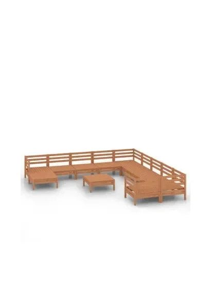 Conjunto mobiliario de 12 piezas de exterior fabricado en madera de pino maciza con acabado de vidaXL