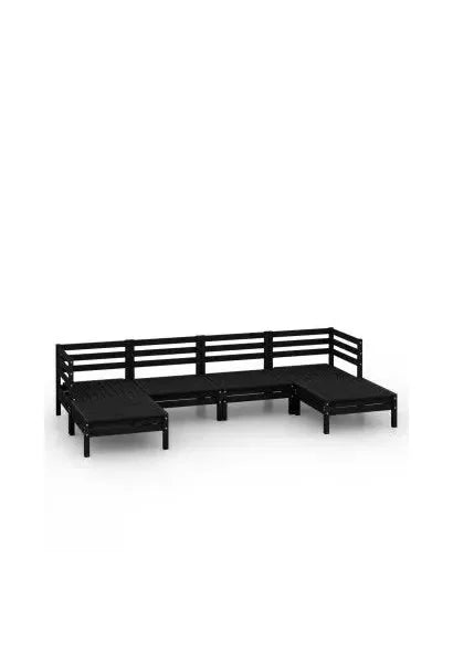 Juego de 6 muebles de jardín fabricados en madera de pino maciza en color negro de vidaXL