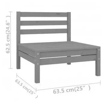 Juego de mesa y sillones para jardín de 6 plazas de madera de pino maciza gris de vidaXL 6