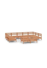 12-piece outdoor set made of solid pine wood with a honey brown finish by vidaXL