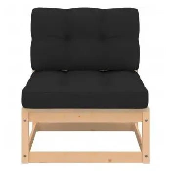 Conjunto de muebles de jardín de 6 piezas de madera de pino maciza y cojines gris antracita oscuro de vidaXL 3