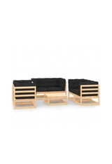 Conjunto de sofás con mesa de jardín de 6 piezas en madera de pino marrón y gris antracita de vidaXL