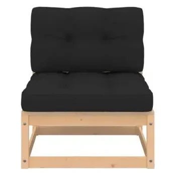 Juego de muebles de pino para uso exterior de 5 piezas con cojines color gris antracita de vidaXL 3