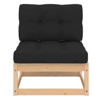 Set de muebles para exterior de 7 piezas con cojines color gris antracita de vidaXL 4