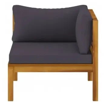 Conjunto de muebles de jardín fabricado en madera maciza de acacia con cojines color gris oscuro de vidaXL 5