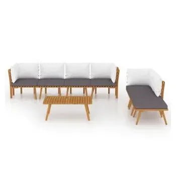 Conjunto de muebles de exterior hechos de madera de acacia compuesto por 6 sofás una mesa de vidaXL 3