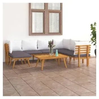 Set de muebles de exterior hecho de madera de acacia compuesto por 6 sofás de vidaXL 2