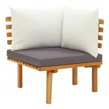 Conjunto de muebles para terrazas y jardines con cojines gris oscuro y blanco de vidaXL 6