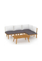 5-piece acacia wood garden furniture set with white and grey cushions from vidaXL