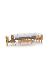 Set de muebles de exterior hechos de madera de acacia con una mesa 3 sofás centrales y 3 sofás de esquina de vidaXL