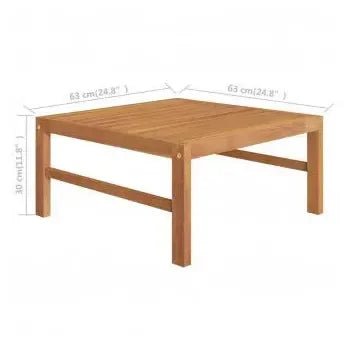 Conjunto de sofás con mesa para jardín de 6 piezas en madera de teca y cojines blanco crema de vidaXL 9