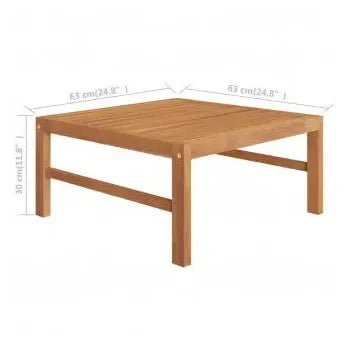 Conjunto de sofás con mesa para jardín de 6 piezas de madera de teca y cojines blanco crema de vidaXL 10