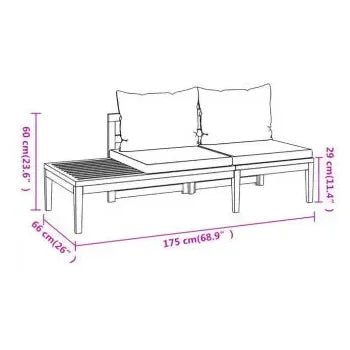 Conjunto de muebles de madera de acacia para exterior de 4 piezas con cojines de vidaXL 7