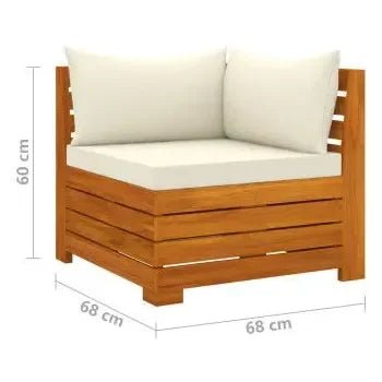 Set de muebles para jardín de 6 piezas fabricado en madera maciza de acacia con cojines color de vidaXL 7