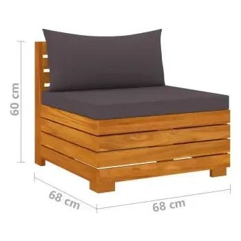 Juego de muebles para jardín de 9 piezas fabricado en madera maciza de acacia con cojines color de vidaXL 7