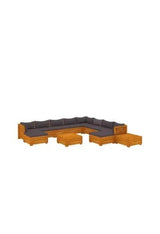 Juego de muebles para jardín de 12 piezas fabricados en madera maciza de acacia con cojines color gris oscuro de vidaXL