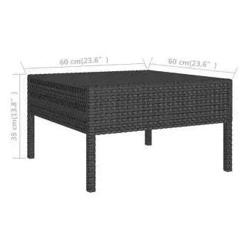 Set de muebles para el jardín con 7 piezas y cojines fabricados en ratán sintético negro de vidaXL 8