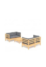 conjunto mobiliario de mesa y sofás para exterior de madera de pino con cojines grises vida xl