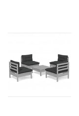 5-piece garden furniture set, gray, made of pine wood with anthracite gray cushions by vidaXL