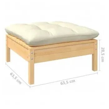 Juego de muebles de jardín de sofá modular y mesa de centro en madera de pino con cojines crema de vidaXL 9