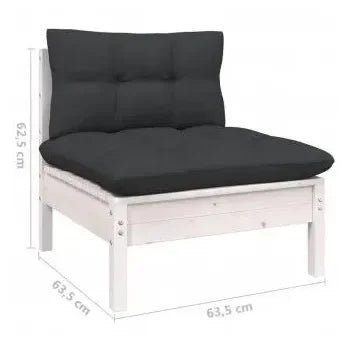 Conjunto para jardín de 6 piezas con mesa y sofás de madera de pino Blancos y cojines color gris de vidaXL 8
