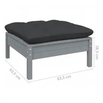 Conjunto de muebles modulares de jardín en madera de pino color gris con cojines antracita de vidaXL 9