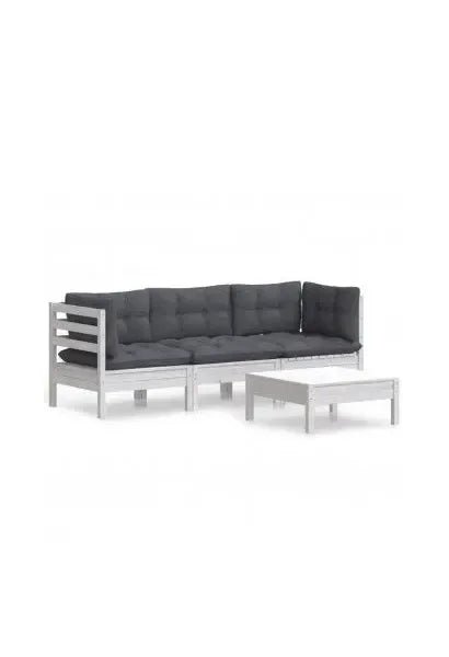 Conjunto de muebles para jardín hechos de madera de pino con acabado blanco de vidaXL