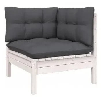 Conjunto de muebles para jardín hechos de madera de pino con acabado blanco de vidaXL 4