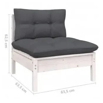 Conjunto de muebles para jardín hechos de madera de pino con acabado blanco de vidaXL 10
