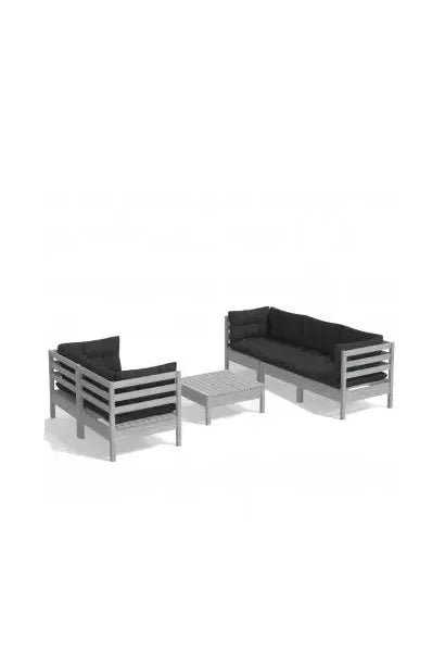 Conjunto de muebles modulares de jardín en madera de pino con cojines en gris antracita de vidaXL