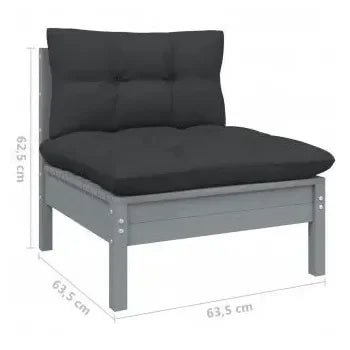 Conjunto de muebles modulares de jardín en madera de pino con cojines en gris antracita de vidaXL 8