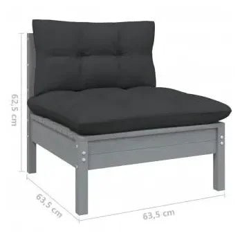 Juego de muebles para jardín de 7 piezas modulares acabado gris antracita con cojines de vidaXL 12
