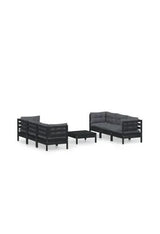 Juego de muebles de jardín 7 piezas fabricados en madera de pino con cojines color antracita de vidaXL