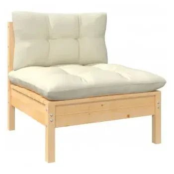Conjunto de muebles de jardín de color crema y marrón de madera maciza de pino de vidaXL 4