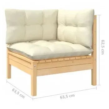 Conjunto de muebles de jardín de color crema y marrón de madera maciza de pino de vidaXL 6