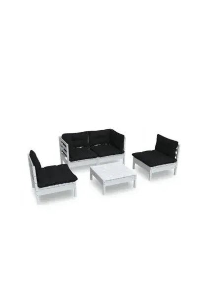 Juego de muebles de pino para exterior de 5 piezas color blanco con cojines antracita de vidaXL