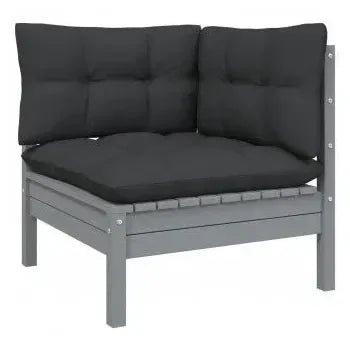 Set de muebles para exterior hecho de madera maciza de pino y tela color gris antracita 5 piezas de vidaXL 3