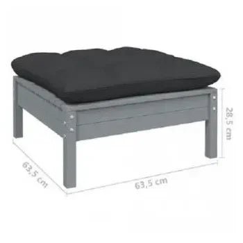 Set de muebles para exterior hecho de madera maciza de pino y tela color gris antracita 5 piezas de vidaXL 6