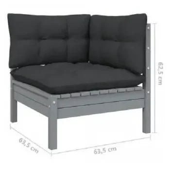 Set de muebles para exterior hecho de madera maciza de pino y tela color gris antracita 5 piezas de vidaXL 8