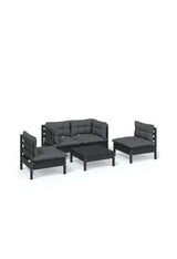 Juego de muebles para jardín 5 piezas fabricado en madera de pino con cojines de vidaXL
